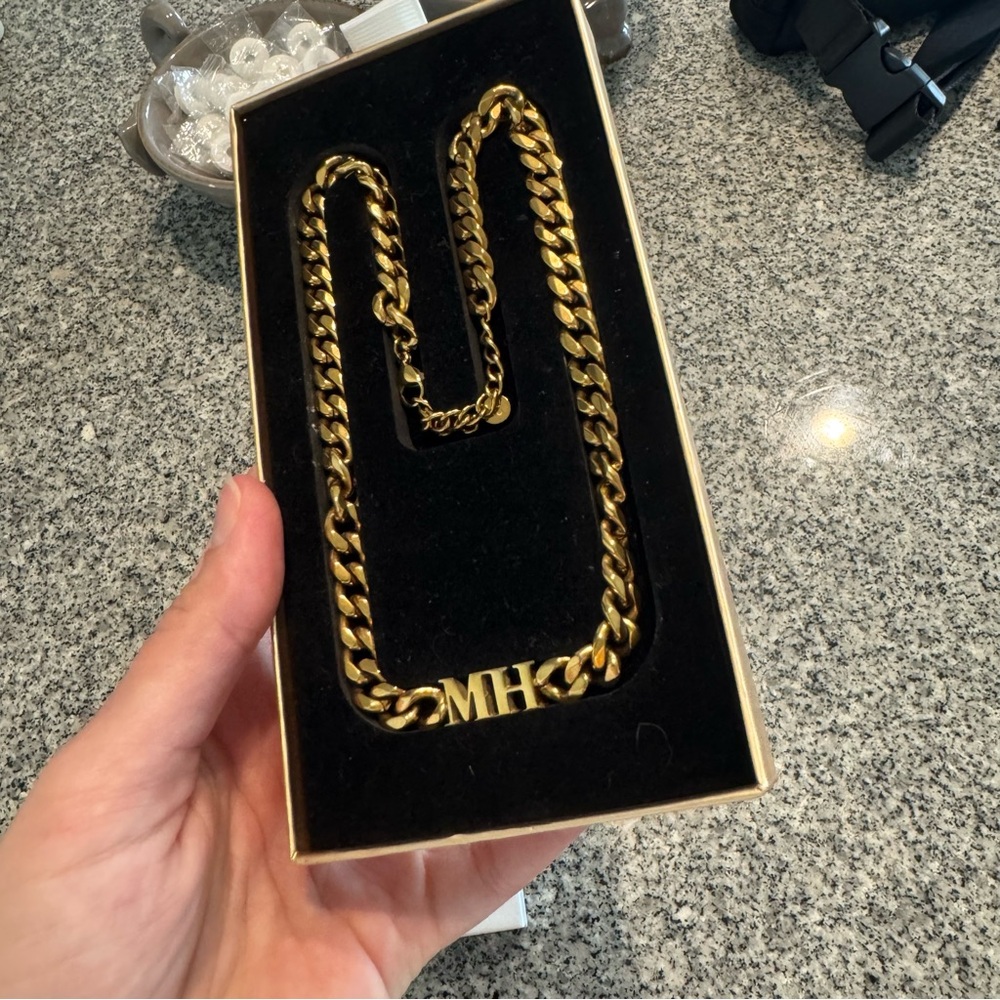 Abbott Lyon Gold Chain Necklace with MH Initials